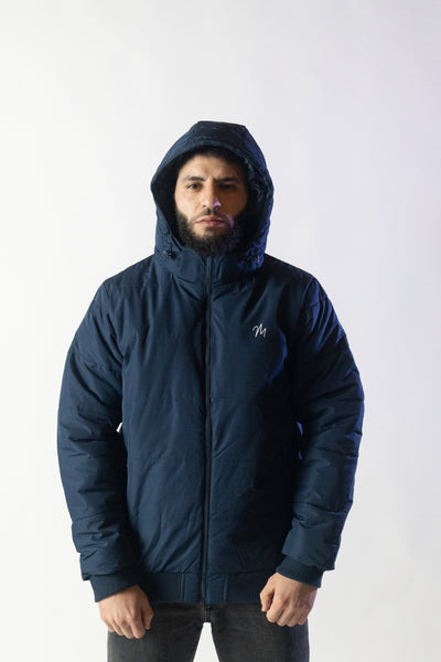 Blue Hooded Down Jacket – New York Model